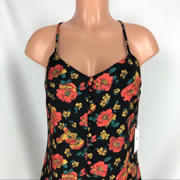 LPA Button Up Slip Dress In Rose Garden - Picture 5 of 15